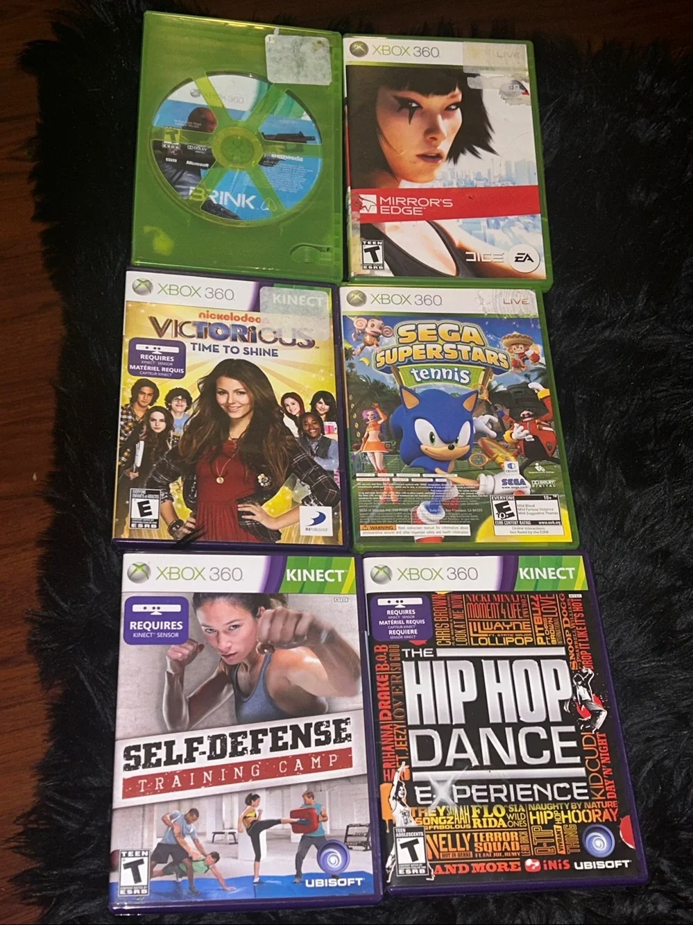 Retro 6 Xbox 360 Game Bundle - Mirror's Edge, Sega Arcade, Kinect Dance Games